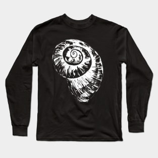 White Spiral Seasnail Shell Long Sleeve T-Shirt